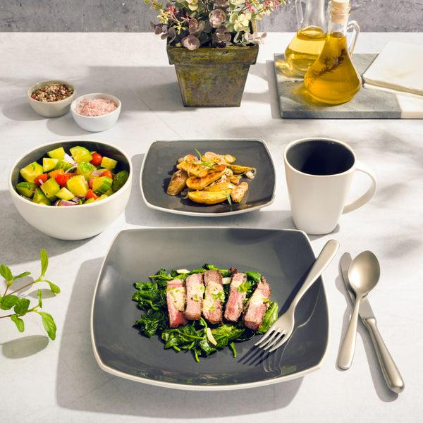 Gibson Home Gibson Soho Lounge White Square 16-Piece Stoneware Dinnerware Set