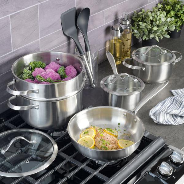 Gibson Home Kenmore Aiden 10-Piece Stainless Steel Cookware Set