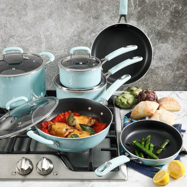 Gibson Home Kenmore Andover 10-Piece Forged Aluminum Cookware Set - Glacier Blue