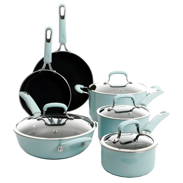 gibson home Kenmore Andover 10-Piece Forged Aluminum Cookware Set - Glacier Blue