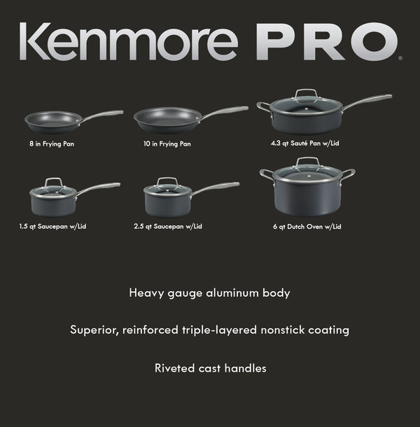 Gibson Home Kenmore Arbor Heights 10-Piece Hard Anodized Cookware Pots And Pans Set