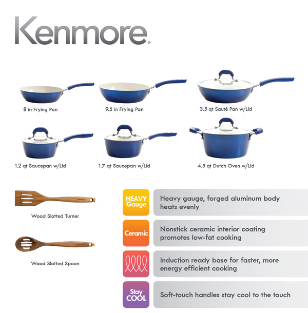 Gibson Home Kenmore Arlington 12-Piece Aluminum Ceramic Cookware Set