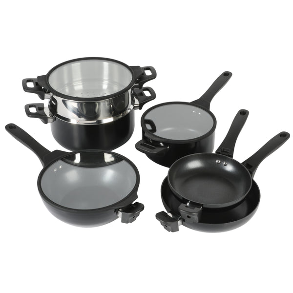 gibson home Kenmore Elite Grayson 9-Piece Black Aluminum Stackable Cookware Set