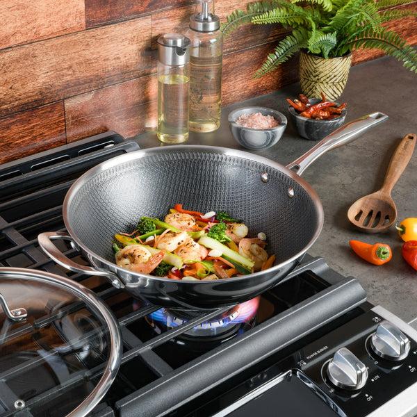Gibson Home Kenmore Elite Luke Tri-ply Hybrid Stainless Steel Wok W/ Lid