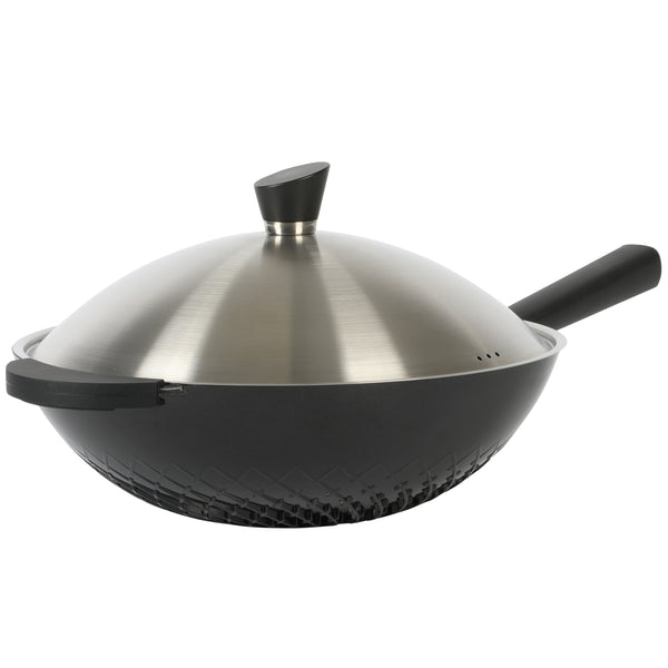 gibson home Kenmore Eugene 13-Inch Cast Aluminum Wok w/ Lid - Matte Black gibson home Kenmore Eugene 13-Inch Cast Aluminum Wok w/ Lid - Matte Black