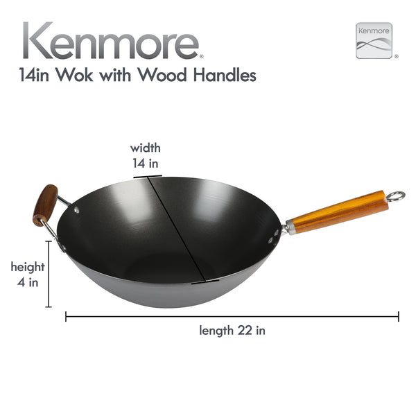 Gibson Home Kenmore Hammond 14-Inch Flat Bottom Wok