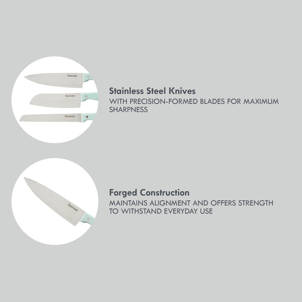 Gibson Home Kenmore Kane 14-Piece Cutlery Set W/ Rubber Coated Wood Knife Block