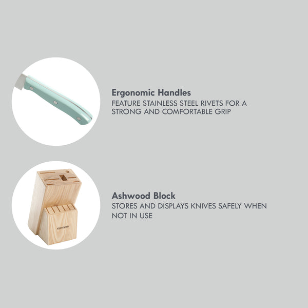 Gibson Home Kenmore Kane 14-Piece Cutlery Set W/ Rubber Coated Wood Knife Block