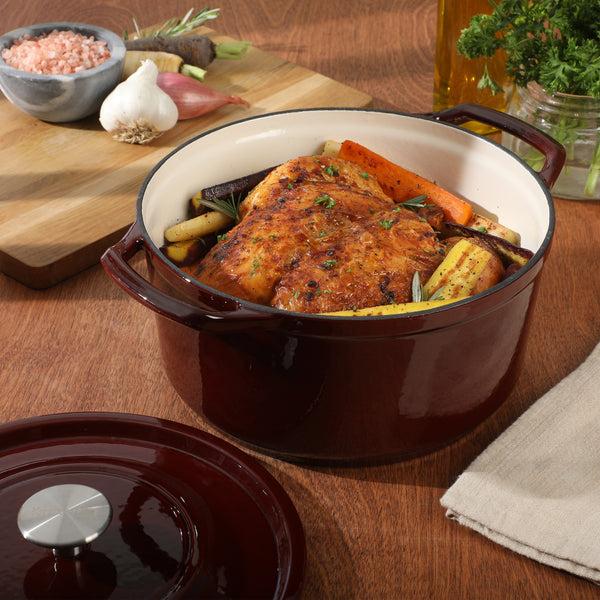 Gibson Home Kenmore Oak Park Cast Iron Dutch Oven Casserole With Lid With Metallic Enamel - Gunmetal Grey
