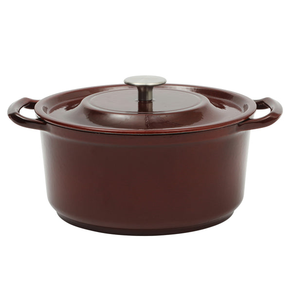 gibson home Kenmore Oak Park Cast Iron Dutch Oven Casserole With Lid With Metallic Enamel - Gunmetal Grey