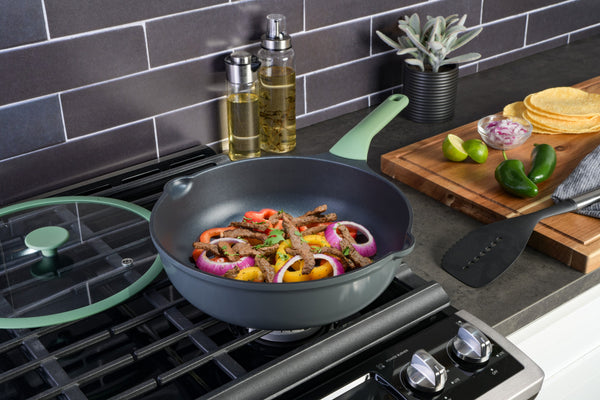 Gibson Home Kenmore Theodore 13" Cast Aluminum Saute Pan W/ Lid Nonstick Interior And Induction Base