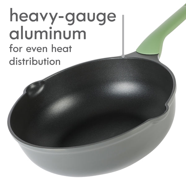 Gibson Home Kenmore Theodore 13" Cast Aluminum Saute Pan W/ Lid Nonstick Interior And Induction Base