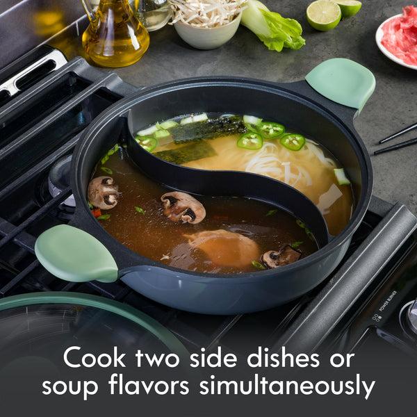 Gibson Home Kenmore Theodore 6.5-Quart Cast Aluminum Everyday Pan Hot Pot W/ Dividers Nonstick Interior And Lid