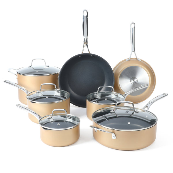 gibson home Martha Stewart 12-Piece Heavy Gauge Aluminum Hard Anodized Premium Nonstick Induction Safe Cookware Set
