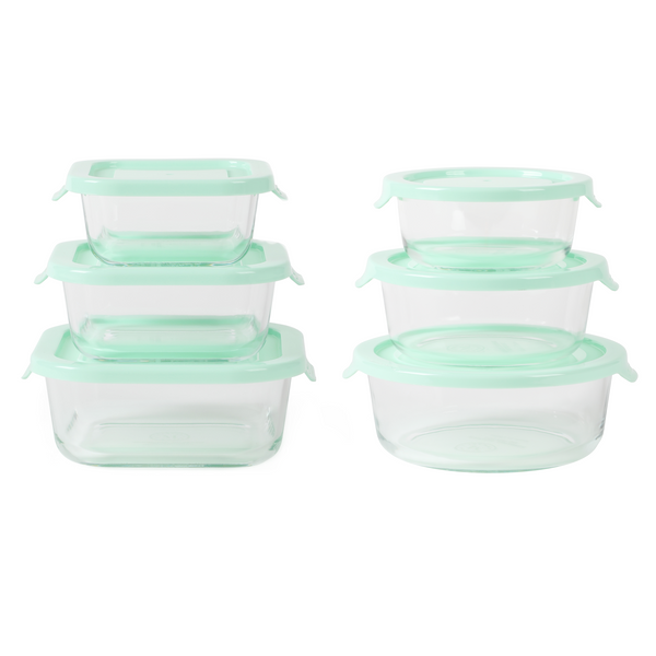 gibson home Martha Stewart 12-Piece Storage Borosilicate Glass Container Set w/ Snap Martha Blue Lids