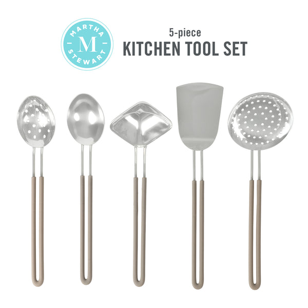 Gibson Home Martha Stewart 5-Piece Sprucedale Stainless Steel Kitchen Tools And Gadget Set