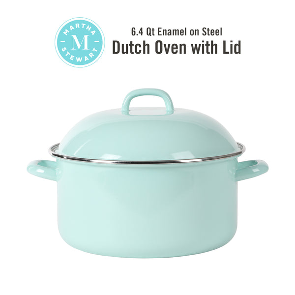 Gibson Home Martha Stewart 6-Quart Enamel On Steel Dutch Oven - Martha Blue