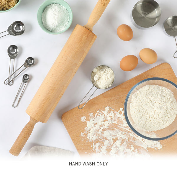 Gibson Home Martha Stewart Bainford 21" Large Beech Wood Rolling Pin