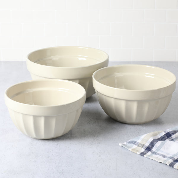 Gibson Home Martha Stewart Broadbrook 3-Piece (4Qt 2.8Qt 2.1Qt) Stoneware Bowl Set