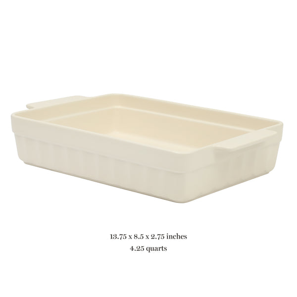 Gibson Home Martha Stewart Broadbrook Ceramic Bakeware 13x9 Inch Rectangular Baking Dish With Handles Cream Glazed Stoneware For Casseroles Lasagna Roasts & Desserts Oven & Dishwasher Safe