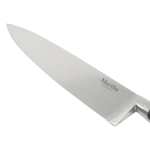 Gibson Home Martha Stewart Carverton 8" Chef Knife High Carbon Stainless Steel Kitchen Knive W/ Black Triple Rivet Handle
