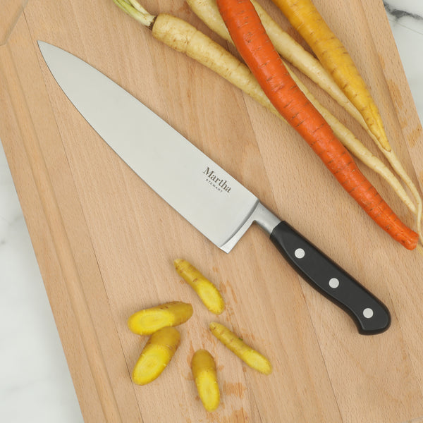 Gibson Home Martha Stewart Carverton 8" Chef Knife High Carbon Stainless Steel Kitchen Knive W/ Black Triple Rivet Handle