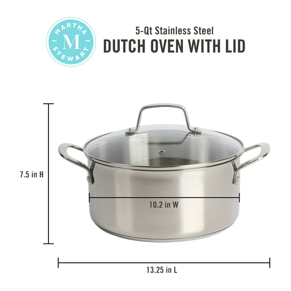 Gibson Home Martha Stewart Castelle 5-Quart Stainless Steel Dutch Oven