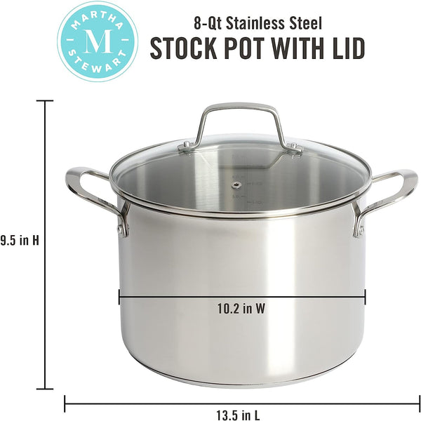 Gibson Home Martha Stewart Castelle 8-Quart Stainless Steel Stock Pot W/ Lid
