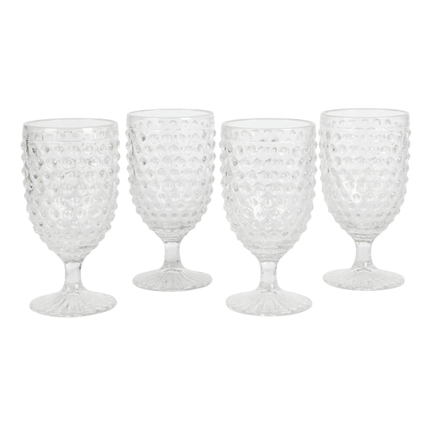 Gibson Home Martha Stewart Chauncey 4-Pack 14.2 Oz Hobnail Handmade Glass Goblet