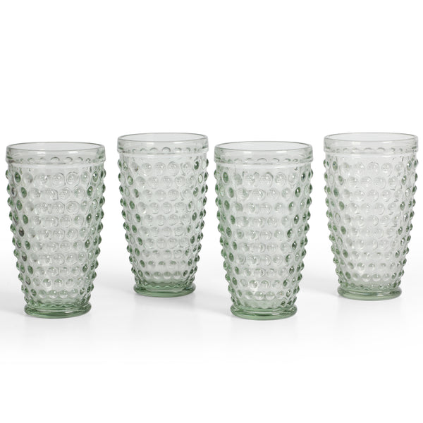 Gibson Home Martha Stewart Chauncey 4-Pack 14.3 Oz Hobnail Handmade Glass Tumbler
