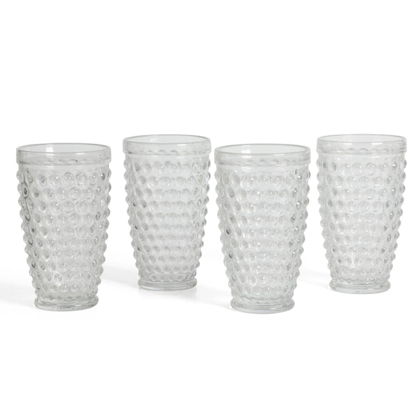 gibson home Martha Stewart Chauncey 4-Pack 14.3 oz Hobnail Handmade Glass Tumbler
