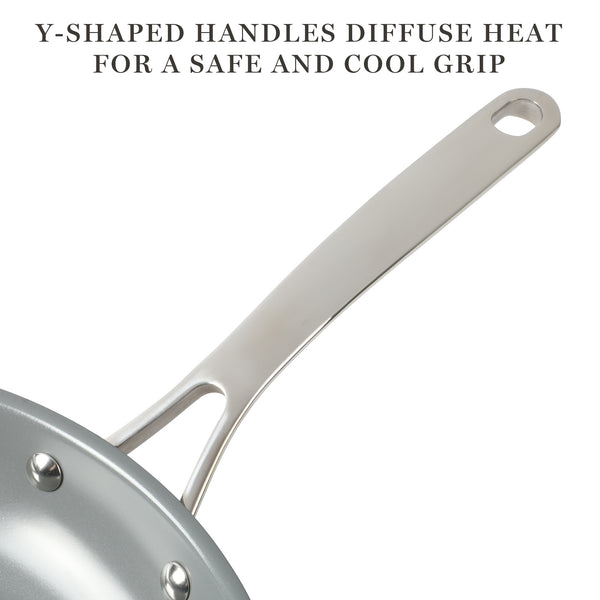 Gibson Home Martha Stewart Delaroux 9.5" & 12" Stainless Steel Fry Pan Set W/ Ceramic Non-Stick Interior