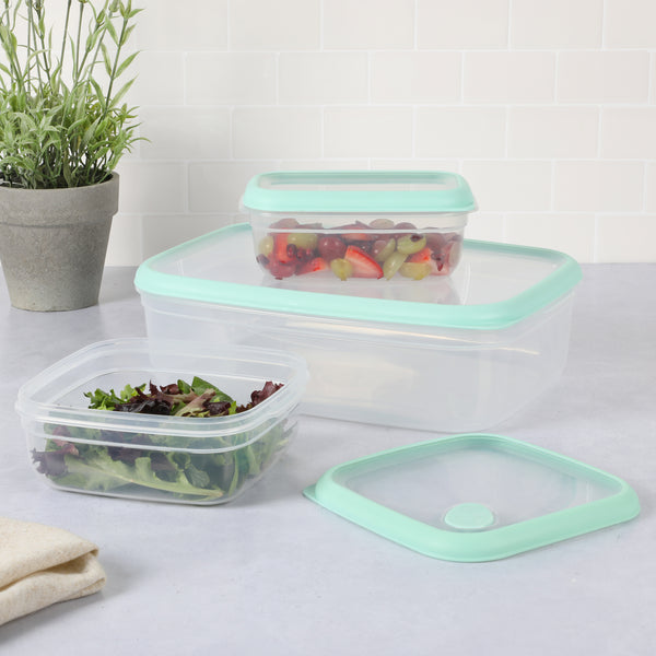 Gibson Home Martha Stewart Denslow 6-Piece (126oz 33.3oz 16.7oz) Square And Rectangular Food Container Set W/ Lids
