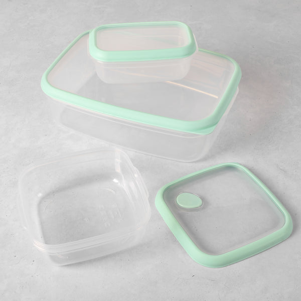 Gibson Home Martha Stewart Denslow 6-Piece (126oz 33.3oz 16.7oz) Square And Rectangular Food Container Set W/ Lids