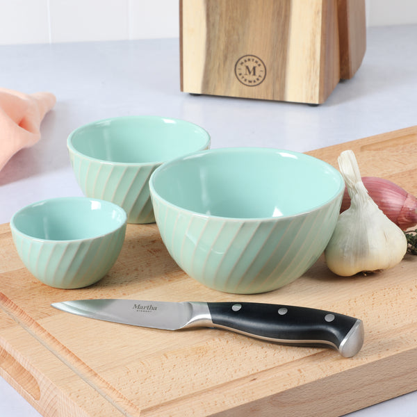Gibson Home Martha Stewart Eagleson 3-Piece (3” 4” & 5”) Round Prep Mixing Bowl Set
