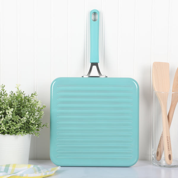 Gibson Home Martha Stewart Everyday Charlemont 10-Inch Teal Aluminum Square Griddle