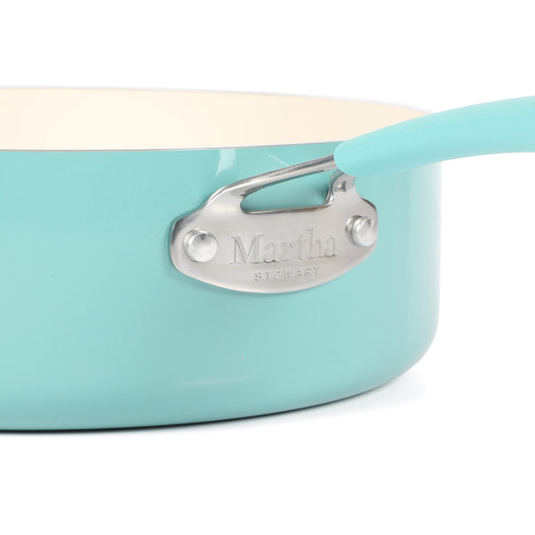 Gibson Home Martha Stewart Everyday Charlemont Teal 4.5-Quart Enamel Aluminum Saute Pan With Lid
