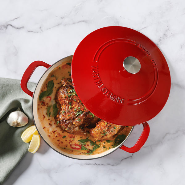 Gibson Home Martha Stewart Gatwick 3.5-Quart Enameled Cast Iron Dutch Oven Braiser - Red