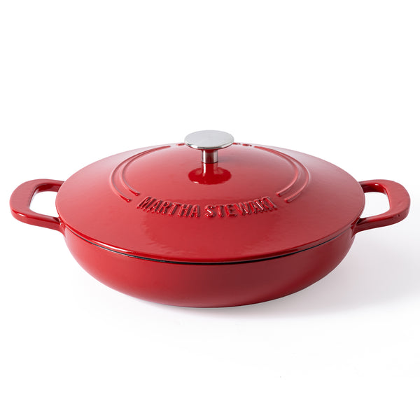 gibson home Martha Stewart Gatwick 3.5-Quart Enameled Cast Iron Dutch Oven Braiser - Red