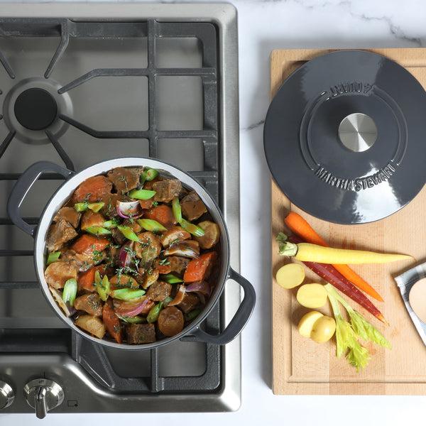 Gibson Home Martha Stewart Gatwick 4 Quart Enamel Cast Iron Dutch Oven - Grey