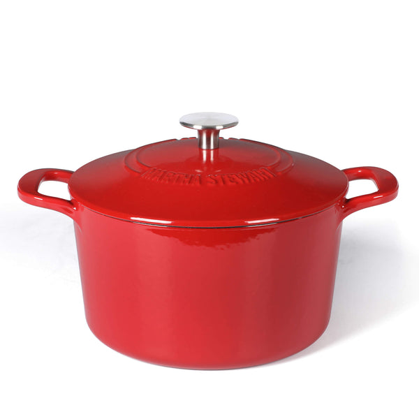 gibson home Martha Stewart Gatwick 4 Quart Enamel Cast Iron Dutch Oven - Red