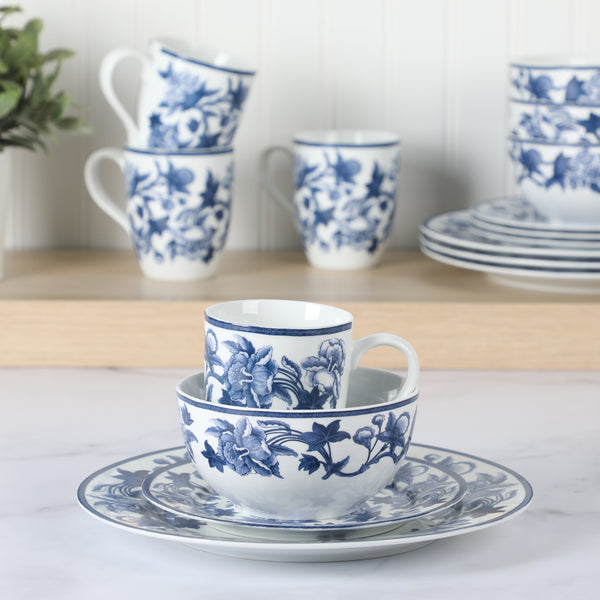 Gibson Home Martha Stewart Goodale Vintage Blue Stoneware 16 Piece Dinnerware Set