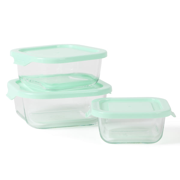 Gibson Home Martha Stewart Hadsell 6-Piece (27oz 17.6oz 10.8oz) Borosilicate Glass Square Storage Container Set W/ Lids