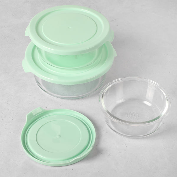Gibson Home Martha Stewart Hadsell 6-Piece (32.1oz 22oz 13.5oz) Round Borosilicate Glass Storage Container Set W/ Lids