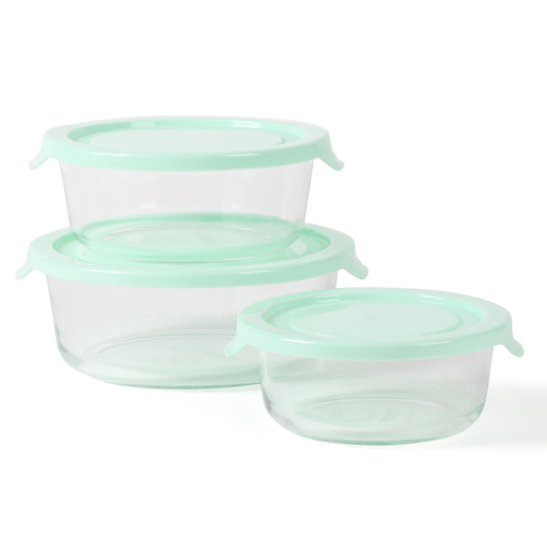 gibson home Martha Stewart Hadsell 6-Piece (32.1oz 22oz 13.5oz) Round Borosilicate Glass Storage Container Set w/ Lids