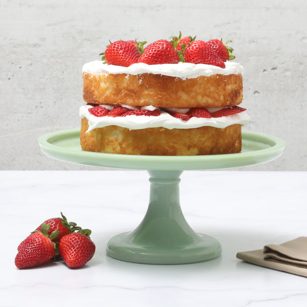 Gibson Home Martha Stewart Highbrook 10 Inch Jadeite Cake Stand With Glass Dome