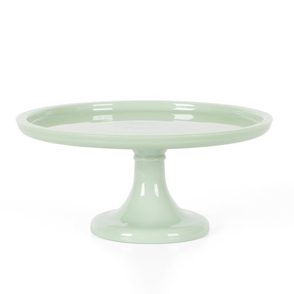 Gibson Home Martha Stewart Highbrook 10 Inch Jadeite Cake Stand With Glass Dome