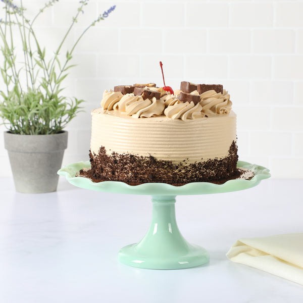 Gibson Home Martha Stewart Highbrook 11" Handmade Jadeite Glass Cake Stand W/ Ruffle Trim