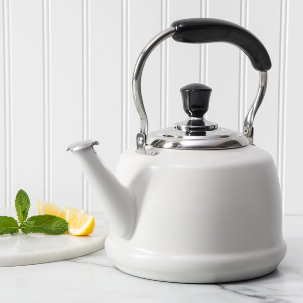 Gibson Home Martha Stewart Kingstree Large 2 Qt Heavy Gauge Stainless Steel Whistling Tea Kettle