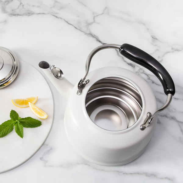 Gibson Home Martha Stewart Kingstree Large 2 Qt Heavy Gauge Stainless Steel Whistling Tea Kettle